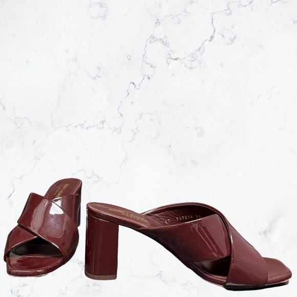 Saint Laurent Loulou 70 Mule Sandals Burgundy - Picture 2 of 10